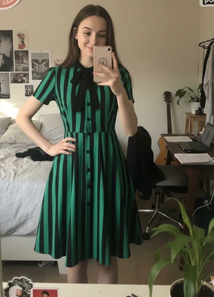 Robe rayée Vert Émeraude & Noir Boutonnée, Style Vintage Rockabilly - Taille M, marque: fashion désigner, état: Très bon état, taille: M / 38 / 10, 42,90 €, 45,75 € Protection acheteurs incluse