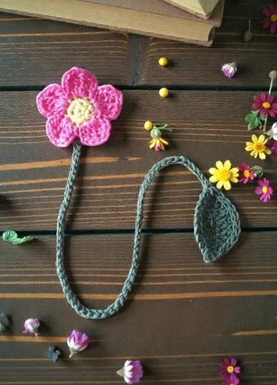 Marque Page fleur 1, Fleur à 5 pétales, rose bonbon, merk: Fait Main, staat: Nieuw zonder prijskaartje, € 3,00, € 3,85 inclusief Kopersbescherming