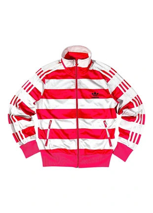 Veste Adidas Vintage Originals rayée rose / Rouge fuchsia rouge blanc zip poches Unisexe, marque: adidas, état: Bon état, taille: M, 49,99 €, 53,19 € Protection acheteurs incluse