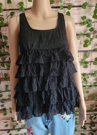 🌸Top péplum noir a volants Taille 38🌸, marque: LF, état: Très bon état, taille: M / 38 / 10, 6,00 €, 7,00 € Protection acheteurs (Pro) incluse