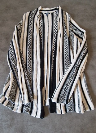 Gilet long cardigan motif éthnique Chaps noir blanc - Taille XXL, brand: CHAPS, condizioni: Ottime, taglia: XXL / IT 48 / EU 44, €15.00, €16.45 include la Protezione acquisti