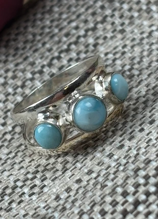Magnifique bague trois cabochons larimar. Ar 925., état: Très bon état, taille: 18,5 mm, 14,00 €, 15,40 € Protection acheteurs (Pro) incluse