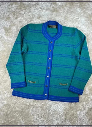 Cardigan Vera Borea – Vert et Bleu – Laine Peignée – Style Old French – Taille Unique Femme, marca: Vintage Dressing, estado: Muy bueno, tamaño: S / 36 / 8, 36,00 €, 38,50 € Protección al comprador incluida