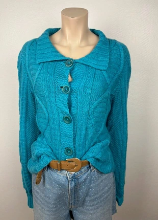 Oversized Blue Hand-Knitted Cardigan – Chunky Wool – M, marque: Vintage Dressing, état: Très bon état, taille: M / 38 / 10, 27,95 €, 30,05 € Protection acheteurs incluse