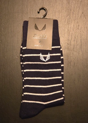 Zumo sokken blauw gestreept 39-42, merk: ZUMO, staat: Nieuw met prijskaartje, maat: S | 38–42, € 2,00, € 2,80 inclusief Kopersbescherming