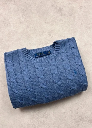 Pull en maille torsadé homme à col rond Ralph Lauren bleu logo brodé bleu • taille S •, marque: Ralph Lauren, état: Très bon état, taille: S, 59,90 €, 63,60 € Protection acheteurs (Pro) incluse