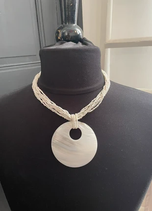 collier vintage en perles et pendentif coquillage nacrée statement jewelry seashells necklace, état: Très bon état, 10,00 €, 11,20 € Protection acheteurs incluse