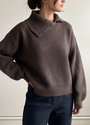 Pull col montant asymétrique brun – Taille S, brand: Maison Roguia, condition: Very good, size: S / 36 / 8, €49.90, €53.10 includes Buyer Protection