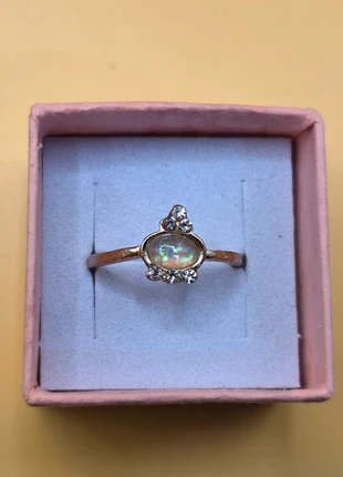 Vintage Style Gold Tone Opal & Clear Stone Ring – Size O ½, condition: Very good, size: 17.7 mm / O½, £8.00, £9.10 includes Buyer Protection