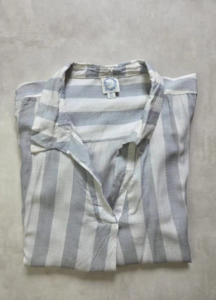 Chemise Blue Rain à rayures verticales – Taille 3X – Blanc & gris clair, brand: Blue Rain, condition: Very good, size: XXXL / 46 / 18, €10.00, €11.20 includes Buyer Protection