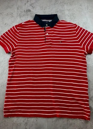 Polo Tommy Hilfiger Taille M Homme Rouge Ligné Rayé  Blanc Logo brodé en coton, brand: Tommy Hilfiger, condizioni: Ottime, taglia: M, €5.50, €6.48 include la Protezione acquisti