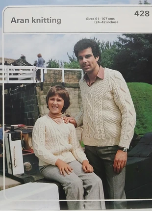 Vintage Knitting Pattern ~ Family Aran Jumpers ~ Aran Wool Yarn, brand: 24/42"~Aran Jumpers~Aran Wool, condition: Very good, £1.00, £1.75 includes Buyer Protection