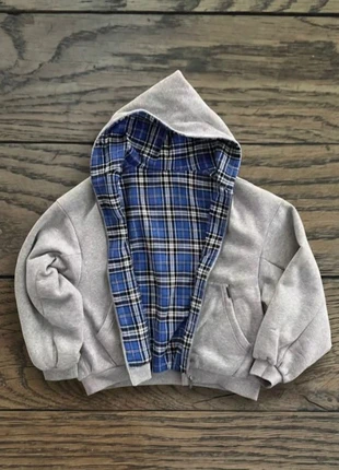 Veste hoodie grise et bleue réversible Y2K unisexe full zip vintage 2000s taille M neuve, marque: indépendante, état: Neuf sans étiquette, taille: M, 44,00 €, 46,90 € Protection acheteurs incluse