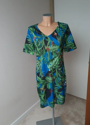 Jurk van Norah maat S blauw groen tropical, merk: Norah, staat: Heel goed, maat: S / 36 / 8, € 8,00, € 9,10 inclusief Kopersbescherming Pro