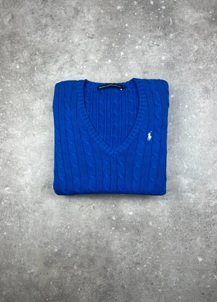 Pull Col V Tressé Torsadé Polo Ralph Lauren Taille M Bleu Logo Blanc 100% Coton #R11, marque: Ralph Lauren, état: Très bon état, taille: M / 38 / 10, 65,00 €, 68,95 € Protection acheteurs (Pro) incluse