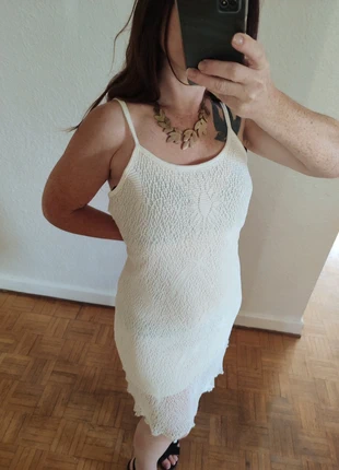Robe mini doublure slipdress crème lune et soleil en filet crochet vintage 90s 38-40 whimsical, marque: Vintage Dressing, état: Très bon état, taille: M / 38 / 10, 18,00 €, 19,60 € Protection acheteurs incluse