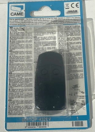 Télécommande de marque Came avec pile - 2 boutons indépendant - 001TOP-432EV, zustand: Neu, mit Etikett, 7,00 €, 8,05 € inklusive Vinted-Käuferschutz