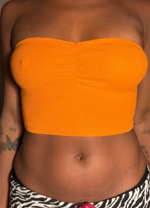 crop top bustier cotele orange, marque: Jennyfer, état: Très bon état, taille: S / 36 / 8, 2,00 €, 2,80 € Protection acheteurs incluse
