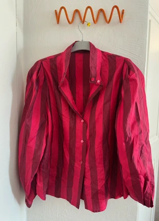 Chemise vintage à rayures rouges – Style années 80, marca: Vintage Dressing, estado: Muito bom, tamanho: L / 40 / 12, €15.00, €16.45 inclui Proteção do Comprador