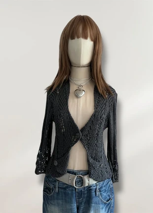 Y2K Grey Knitted Whimsigoth Waistcoat, merk: Top Vintage, staat: Heel goed, maat: S / 36 / 8, € 9,50, € 10,68 inclusief Kopersbescherming Pro