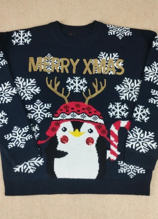 Pull de noel femme merry christmas pingouin rennes M#174, marque: Noël, état: Très bon état, taille: M / 38 / 10, 25,00 €, 26,95 € Protection acheteurs incluse