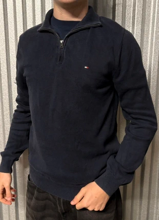 1/4 zip Tommy Hilfiger bleu pull col camionneur brodé coton sweat half zip PT1-18, marca: Tommy Hilfiger, estado: Muito bom, tamanho: S, €34.90, €37.35 inclui Proteção do Comprador Pro