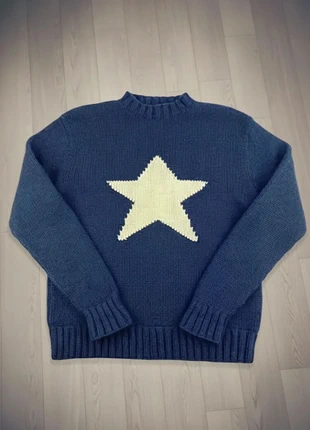 Streetwear Pull Bleu Marine en Maille, motif Grande Étoile, brand: Vintage Dressing, condition: Very good, size: M, €60.00, €63.70 includes Buyer Protection
