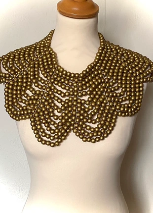 Large Gold Wooden Bead Statement Collar Necklace NEW, brand: Statement Collar, condition: New without tags, £15.00, £16.45 includes Buyer Protection Pro