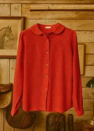 Chemise rouge à carreau - western - vintage - 14 ans - Yann France - enfant, merk: Vintage Dressing, staat: Heel goed, maat: 14 jaar / 164 cm, € 10,00, € 11,20 inclusief Kopersbescherming