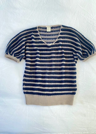 Levi’s Navy & Beige Crochet Knit Jumper – Size XS (UK 6–8), Oversized Fit, brand: Levi's Vintage Clothing, condition: Very good, size: XS / UK 4-6, £12.00, £13.30 includes Buyer Protection
