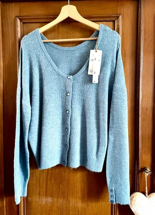Pull cardigan bleu 2 en 1 Bonobo, merk: Bonobo, staat: Nieuw met prijskaartje, maat: L / 40 / 12, € 20,00, € 21,70 inclusief Kopersbescherming