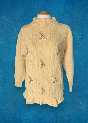 Pull tressé en laine vintage jaune motifs fleurs taille L femme Yes Yes, marca: Yes Yes, estado: Bom, tamanho: L / 40 / 12, €10.00, €11.20 inclui Proteção do Comprador Pro