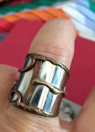 Unusual Rustic Artisan Handmade White Bronze Metal Adjustable Ring, brand: Source Unknown, condition: Very good, size: Adjustable, £5.00, £5.95 includes Buyer Protection