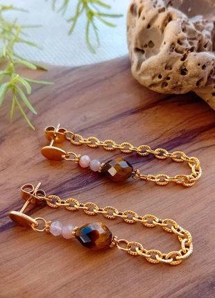 Boucle d'oreilles d'acier et pierres naturelles, brand: Pierre, condizioni: Nuovo senza cartellino, €11.00, €12.25 include la Protezione acquisti