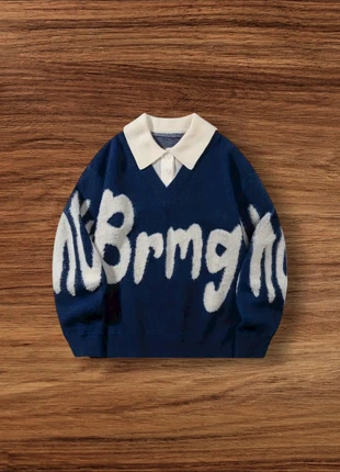 Pull Vintage Y2K Motifs Lettres Bleu Taille L - Américain Old School USA 90s Streetwear, marke: Aesthetic, zustand: Sehr gut, größe: L, 54,90 €, 58,35 € inklusive Vinted-Käuferschutz