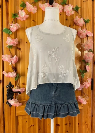 Vintage Embroidered Sheer Tank | Beaded Floral Detail | Open Back Tie | 862., brand: Abercrombie & Fitch, condition: Good, size: S / 36 / 8, €35.00, €37.45 includes Buyer Protection