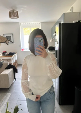 Pull avec manche en dentelles Giracoo | Blanc | Taille S | Femme, marke: giracoo, zustand: Sehr gut, größe: S / 36 / 8, 5,00 €, 5,95 € inklusive Vinted-Käuferschutz