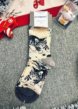Chaussettes fantaisie GMS Wellgushine – Motif chat tigré artistique, marque: chat, état: Très bon état, taille: Taille unique, 9,99 €, 11,19 € Protection acheteurs (Pro) incluse