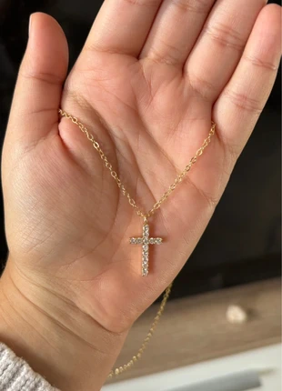 golden cross necklace with zirconia stones, brand: GOLDEN, condition: New with tags, €15.00, €16.45 includes Buyer Protection