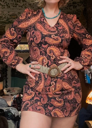 90s y2k paisley autumn fall brown midi dress, brand: MODEL, condition: Very good, size: M / UK 12-14, £8.00, £9.10 includes Buyer Protection