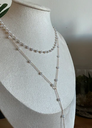Collier en perle argenté avec chaîne doré en acier inoxydable, marca: Tendance, estado: Muy bueno, 10,50 €, 11,73 € Protección al comprador incluida