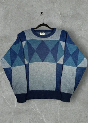 Vintage 90s Wool Sweater - Jumper - Retro Style - Geometric Pattern - Men Size M -, brand: Vintage Dressing, condizioni: Ottime, taglia: M, €15.90, €17.40 include la Protezione acquisti