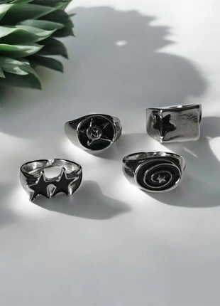 Lot de 4 bagues Chrome, marque: CHROME, état: Très bon état, taille: Ajustable, 9,99 €, 11,19 € Protection acheteurs incluse