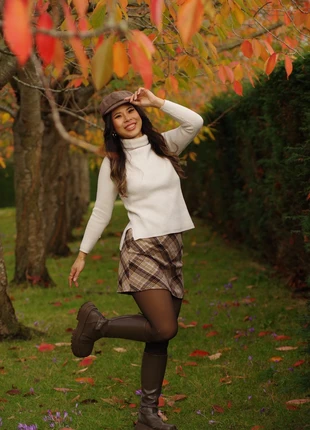 Brown plaid skirt, condition: Satisfactory, size: S / UK 8-10, £2.00, £2.80 includes Buyer Protection