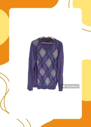 Pull col v Tommy Hilfiger violet et gris, merk: Tommy Hilfiger, staat: Heel goed, maat: L, € 18,00, € 19,60 inclusief Kopersbescherming Pro
