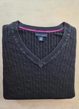 tommy hilfiger pull col v torsadé noir détail rose lg classique chic vintage, marque: Tommy Hilfiger, état: Très bon état, taille: L / 40 / 12, 18,00 €, 19,60 € Protection acheteurs incluse