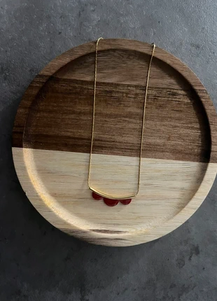 Collier doré avec pendentif rouge, condition: New without tags, €15.00, €16.45 includes Buyer Protection