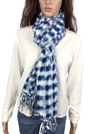 Long foulard chèche à carreaux bleus et blancs 100% coton femme, merk: sans marque, staat: Heel goed, € 8,00, € 9,10 inclusief Kopersbescherming Pro