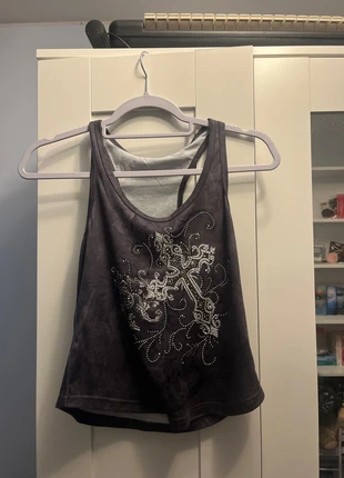 y2k/goth tank top longer at the back, brand: Romwe, condition: Very good, size: S / UK 8-10, £4.00, £4.90 includes Buyer Protection