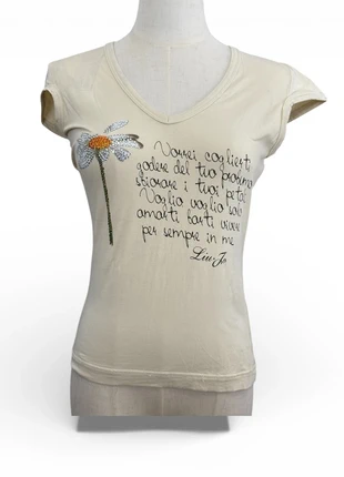 T-shirt Liu Jo fleuri & strass – écru – Taille S/M, brand: Liu Jo, condition: Good, size: S / 36 / 8, €5.90, €6.90 includes Buyer Protection Pro